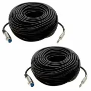 2 100Ft XLR 3Pin Female to 6.35mm 1/4" Mono Male Mic Microphone Audio Cable Cord