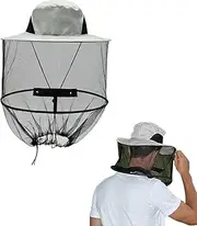 Beekeeper Hat with Veil, Mosquito Net Head Protection Mosquito Net Head Mosquito Protection Hat for Outdoor Hiking Camping Gardening Fishing