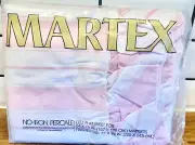 Vintage Martex Twin Sheet Flat,, Percale, Pink And White Ruffled Striped NEW NIP