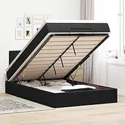 vidaXL Ottoman Bed Black King Single Velvet with LEDs and Pocket Spring Mattress