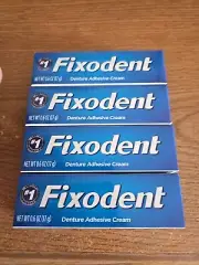 Fixodent Denture Adhesive Cream 0.6 Oz X4 Box