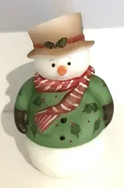 New Fenton Art Glass Snowman Fairy Light Candle Made in USA~Retired~Original Box