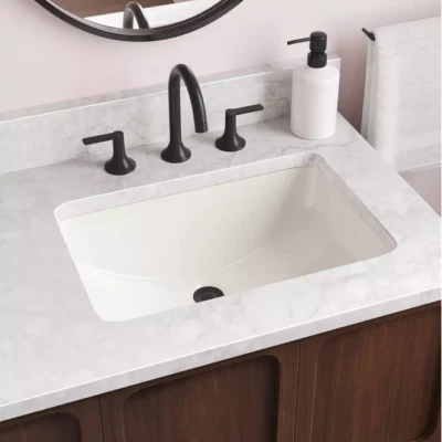 SIGNATURE HARDWARE MYERS RECTANGULAR PORCELAIN UNDERMOUNT BATHROOM SINK- BISCUIT