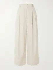 [RÓHE] RÓHE - Pleated Cotton Wide-leg Pants - Sand - FR 36 FR 36 Neutrals