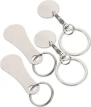 WEKAMOS 4pcs Stainless Steel Shopping Cart Token Keychain Removable Trolley Release Key Ring for Supermarket Shopping Trolleys Practical Design Easy to Carry
