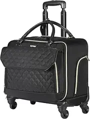 VEVOR Rolling Laptop Bag, Fits Up to 17.3 Inch Laptop, Wheeled Briefcase, Roller Computer Tote Bag with 4 Spinner Wheels & TSA Lock, Laptop Case for Work Travel Business, Women & Men (Black Gold)