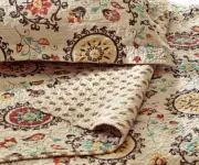ANDORRA 3pc King QUILT SET : COTTON MOCHA BROWN RED MEDALLION BOHO MANDALA