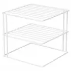 WIRE 2-TIER CORNER CABINET SHELF 24x24x22cm Poly Coated Steel WHITE
