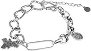 [FEATUR] Ladies Jewellery Gift,Silver Bracelets for Womens,Charm Bracelet, 925 Silver Thai Silver Bear Bracelet Ancient Style Thick Chain Stitching Bracelet Thai Silver, 18+5cm