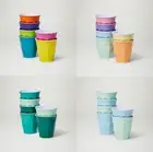 Set Of 6 - Barel Classic Melamine Cups 200mL In 8 Colour Combos - Juice And Milk