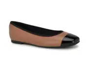 Nine West Women Sz 10M Pecan Brown/Black Teland Slip-On Cap Toe Ballet Flats $80