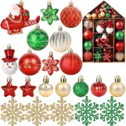 70 Pcs Christmas Tree Balls Ornaments Set Assorted Xmas Hanging Ornaments Balls with Hanging Loop for Christmas Tree, Red