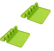 Ezonedeal Kitchen Silicone Utensil Rest, Silicone Spoon Rest for Stove Top Cooking Tools Ladle Kitchen Utensil Holder Heat Resistant Spoon Rest Organizer Rack Storage Cooking Tool Holder - Green