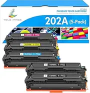 True Image Compatible Toner Cartridge Replacement for HP 202A CF500A CF501A CF502A CF503A Color LaserJet Pro MFP M281fdw M281cdw M281fdn M254dw M254dn M254nw M280nw (Black Cyan Yellow Magenta, 5-Pack)
