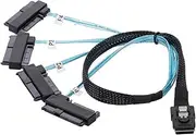 NFHK Internal 36 Pin Mini SAS SFF-8087 Host to 4 SFF-8482 Target SAS Hard Disk and IDE Power Cable 50cm