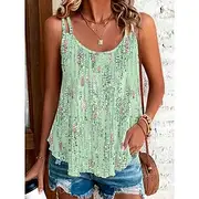 Women's Camisole Tank Top Ombre Graphic Basic Sleeveless U Neck Regular Tops Daily Going out Weekend Print Light Green Summer Spring