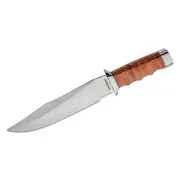 BOKER Giant Bowie fixed knife clip point blade leather handle survival hunting