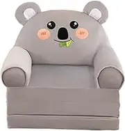 Kids Convertible Sofa Bed with Armchair Design for Playroom and Bedroom, Gray, as described