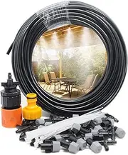 2RZ Misting Cooling System Kit, Irrigation System 82FT(25M) Misting Line DIY Outdoor +25 Plastic Mist Nozzle for Lawn Patio Garden Greenhouse