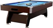 7FT Walnut Frame MDF Pool Snooker Billiard Table with Accessories Pack - Blue Felt
