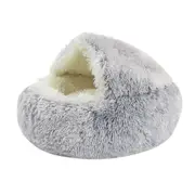 Pet Dog Cat Calming Bed Warm Soft Plush Round Nest Mattress Sleeping Kennel Cave