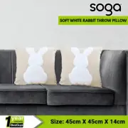 SOGA 2x 45cm Throw Pillow Light Tan Square White Rabbit Design