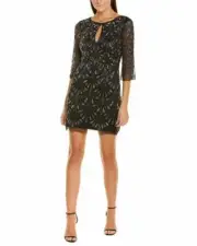 Aidan Mattox Beaded Trapeze Dress, Notch neck, 3/4 sleeves, Slip-on Size 0, $495