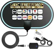 TV Antenna Indoor for Local Channels - 4K HD Amplified Digital HDTV Antenna with Signal Booster - 360° Long Reception TV Aerial Support All Types TV