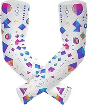 [Yoogain] UV Protection Arm Sleeves Youth Geometric Shapes Gradient Colors Arm Sleeve Cooling Feeling Two Way Wearing Styles cubre brazos, Geometric Shapes Gradient Colors