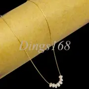 18K Yellow Gold Filled Hypoallergenic Thin Slub Chain Necklace + 8 Pearl Pendant