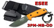 ESEE Model 3 Modified Pommel OD Green Blade, Black Sheath + Molle Back 3PM-MB-OD
