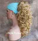 Blonde Mix Ponytail Hairpiece LONG Claw Clip in/on Curly Extension Hair Piece