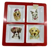 Cynthia Rowley Platter Compartment Dogs Christmas Serving Square Tray Melamine