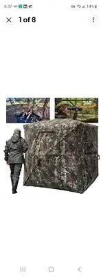 FUNHORUN Hunting Blind with Floor Mat, 360 Degree See Through Ground Blind