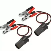 2PCS Car Battery Alligator Clamp Clip On Cigarette Lighter Power Adapter Socket
