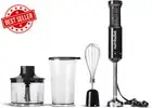 Immersion Blender 800W Deluxe Set with Whisk, Bowl, 900ml Cup & Lid (Grey)