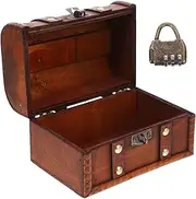 BESTOYARD Portable Safe Box for Jewelry Vintage Wooden Trinket Storage Box with Code Lock Home Decor
