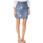 NEW La Vie Rebecca Taylor floral patch denim mini skirt 24