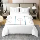 Duvet Cover King Size,Ice Puck Hockey Rink Bedding Set for Boys