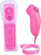 Gesture Controller and Nunchuck with Silicone Case and Wrist Straps Remote Game Controller for Wii Console - pink