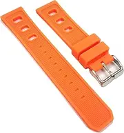 [g24] 22mm Silicone Rubber Watch Band Strap Fits WEIL 4881 TANGO CHRONO Orange Pin Buc
