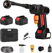 Battery Pressure Washer, 2 x 21 V Wireless Pressure Washer Gun with 10 m Hose and Convenient Case (Black)