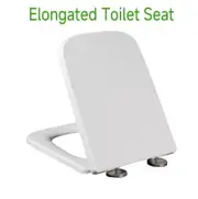Toilet Seat Rectangle Elongated Toilet Lid Quick Release Quiet Soft Close White
