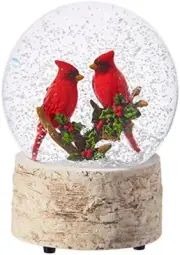 Musical Cardinal Water Globe - Christmas Cardinal Snow Globe for Holiday Decor -
