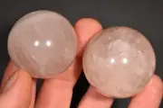2 ROSE QUARTZ SPHERES 4.3-4.5cm 198g CRYSTAL BALLS Healing Chakra LOVE STONE