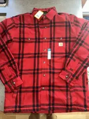 Carhartt Relaxed Fit Flannel Sherpa Lined Shirt Jacket TJ4452-M Plaid Sz Lg