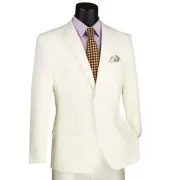 LUCCI Men's Ivory 2-Button Slim-Fit Poplin Polyester Suit, 34S-52L - NEW