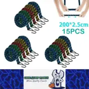 15 x 2M Bungee Cords Heavy Duty Luggage Bungee Straps with Hooks Elasticity Rope