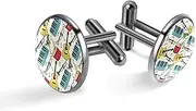 [Generic] Men's Cufflinks, Music Instruments Piano Guitar Drum Pattern Cuff Links for Men, Classic Cufflinks Black for Suit Shirt Wedding Business Birthday Jewelry Gift