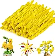 Yellow Chenille Stems Fuzzy Craft Wire for Handicrafts Twisting Stick DIY for Craft Bouquets Animals Halloween Christmas Easter Birthday 200 PCS